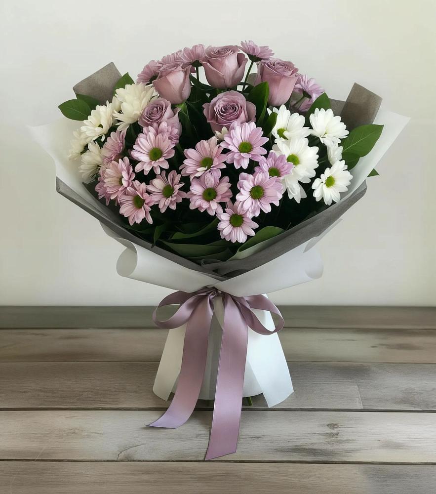 Букет цветов из: Хризантемы и Розы в Чулки-Соколово