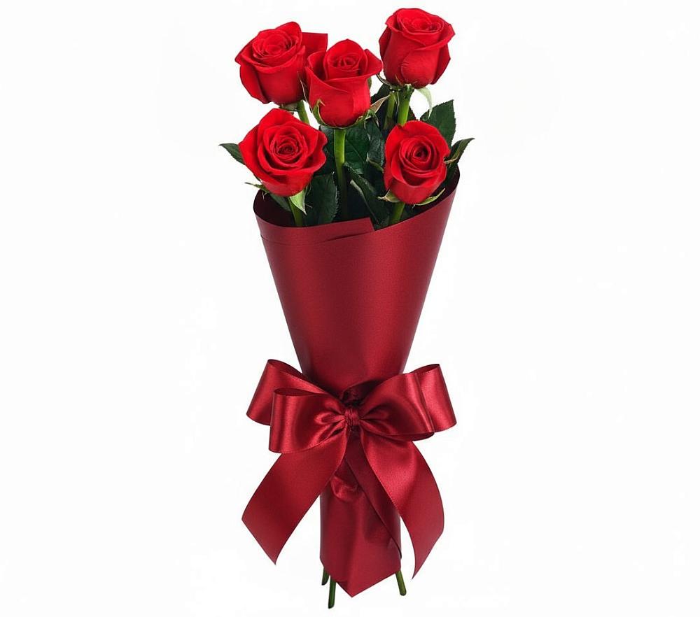 Букет 5 Красных роз Эдлесс Лав в Чулки-Соколово