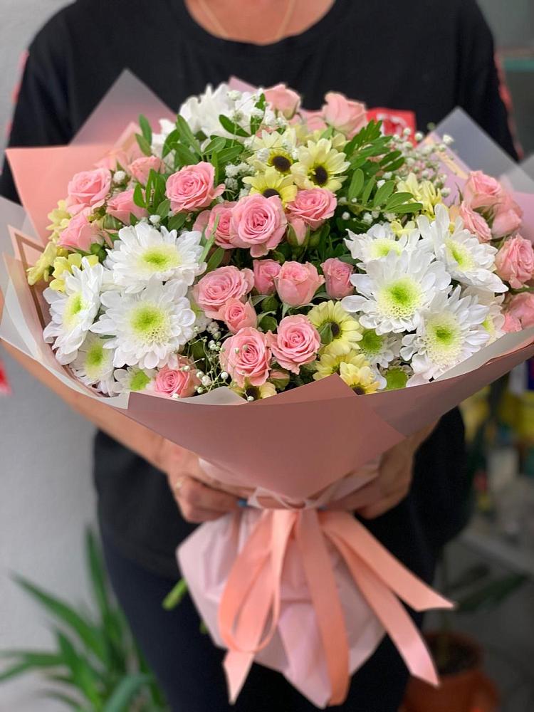 Букет цветов из: Розы и Хризантемы в Чулки-Соколово