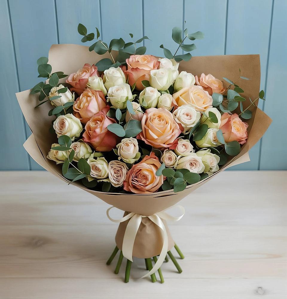 Букет цветов из: Альстромерии и Розы в Чулки-Соколово