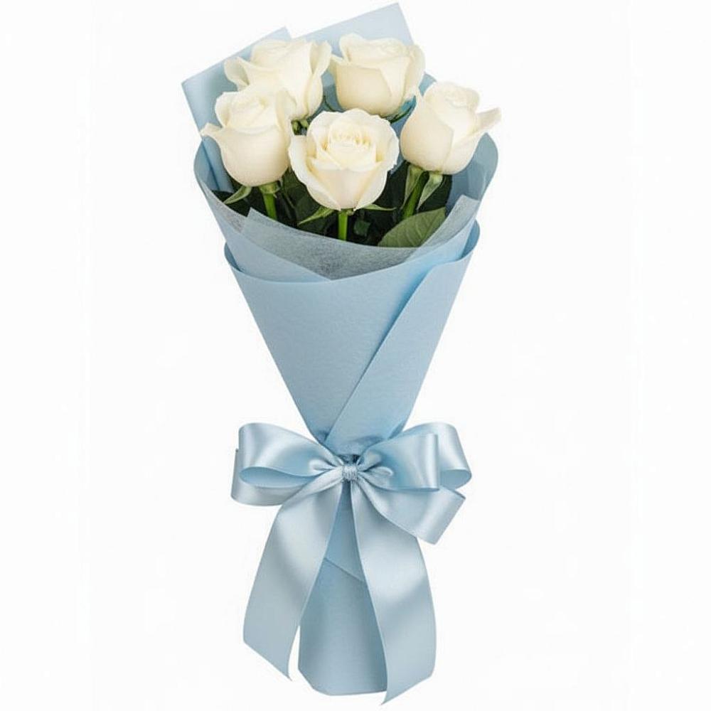 Букет 5 Белых роз Проуд в Чулки-Соколово