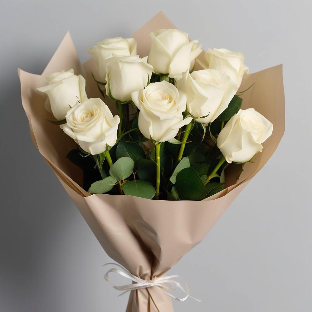 Букет 9 Белых роз Эдлесс Лав в Чулки-Соколово