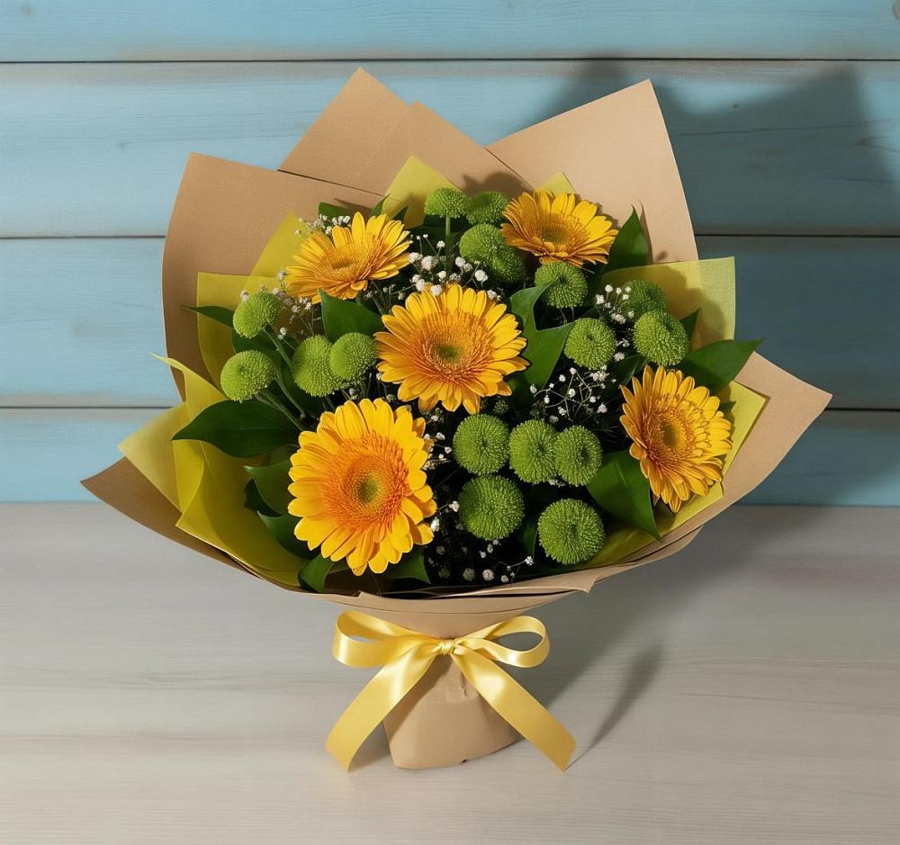 Букет цветов из: Герберы и Хризантемы в Чулки-Соколово