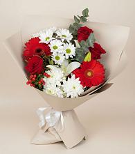 Букет цветов из:  Розы, Хризантемы, Герберы и Лилии в Чулки-Соколово