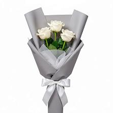 Букет 3 белые розы в Чулки-Соколово
