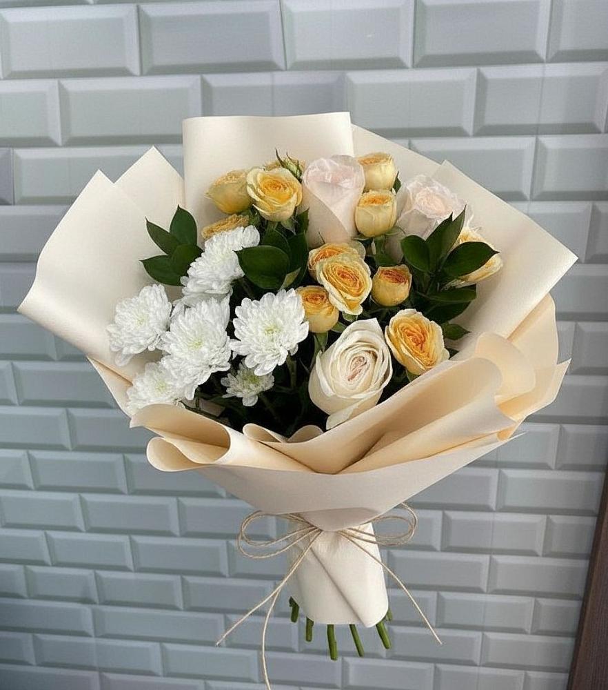 Букет цветов из: Розы и Хризантемы в Чулки-Соколово