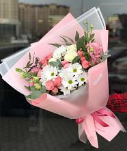 Букет цветов из:  Розы, Лизиантусы и Хризантемы в Чулки-Соколово