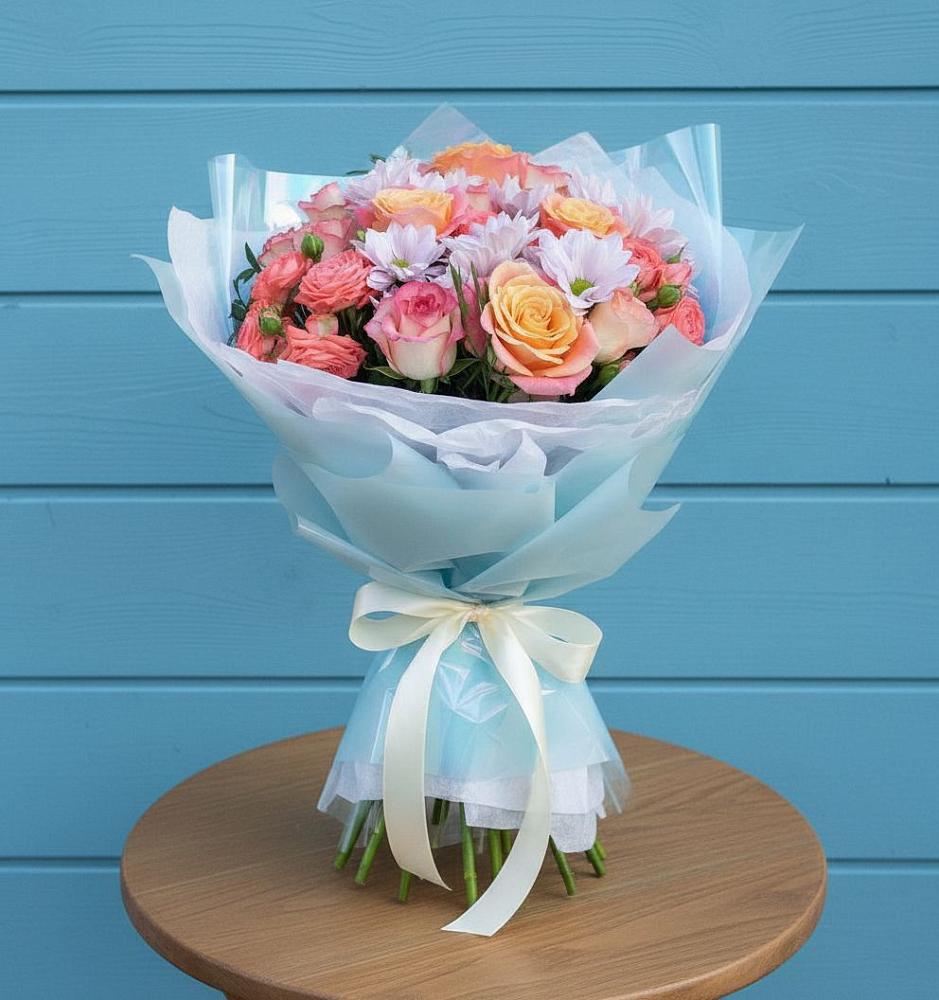 Букет цветов из: Хризантемы и Розы в Чулки-Соколово