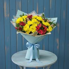 Букет цветов из:  Альстромерии и Хризантемы в Чулки-Соколово
