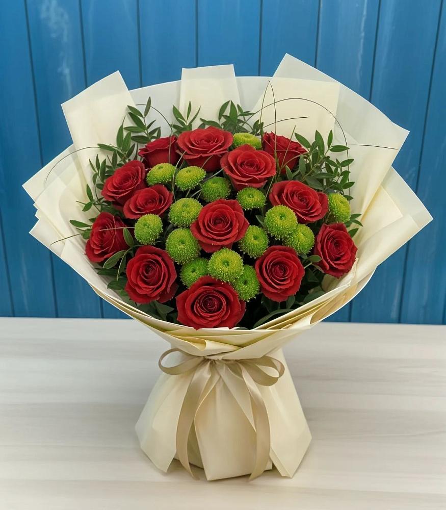 Букет цветов из: Розы и Хризантемы в Чулки-Соколово