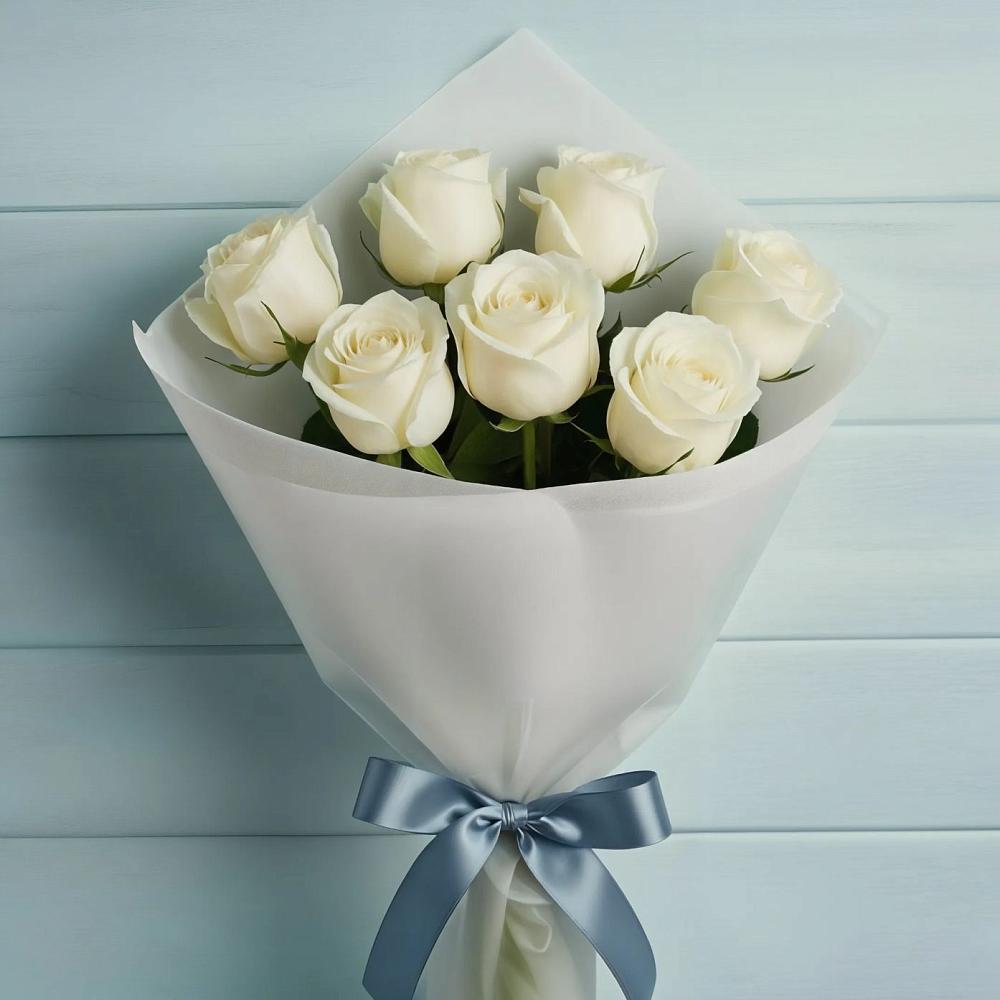 Букет 7 Белых роз Эдлесс Лав в Чулки-Соколово