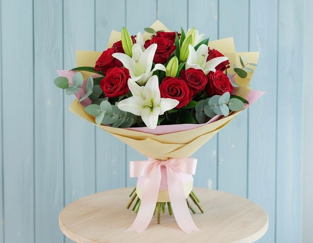 Букет цветов из: Лилии и Розы в Чулки-Соколово